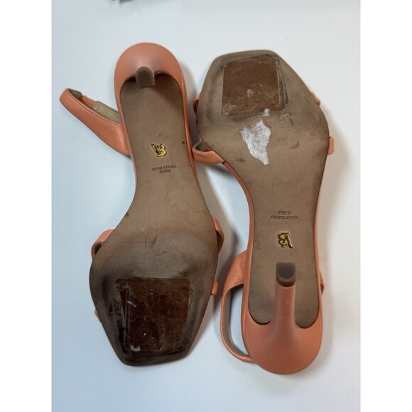 Veronica Beard Analita Leather Slingback Strappy Sandals In Peach Coral Sz 6.5 - Picture 7 of 8